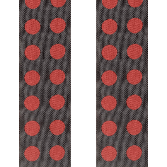 Hosentrger-Konfigurator mit Bndern aus Seide gepunktet in Rot-Schwarz.