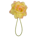 Boutonniere einer gelb-pinken Rose aus Seide.