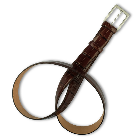 Bild eines Lederg�rtels in brauner Reptilleder-Optik mit...