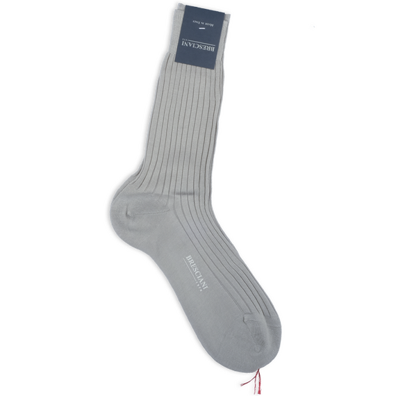 Socken in Grau mit Rippen von Calzificio M Bresciani