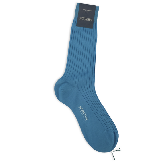 Socken in Blau mit Rippen von Calzificio M Bresciani
