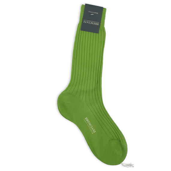 Socken in Gr�n mit Rippen von Calzificio M Bresciani