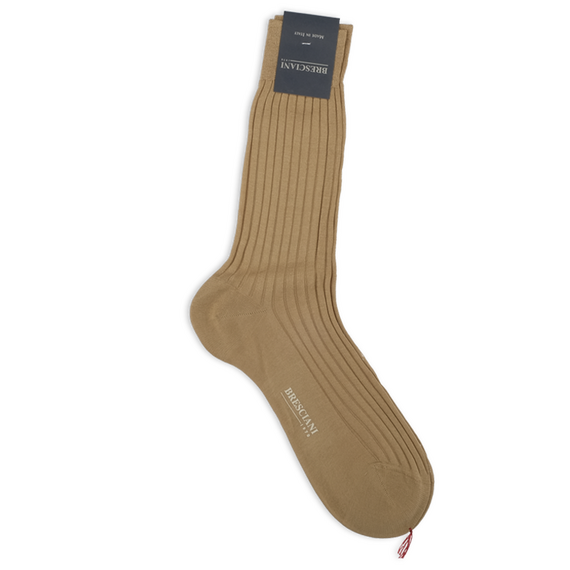 Socken in Beige mit Rippen von Calzificio M Bresciani