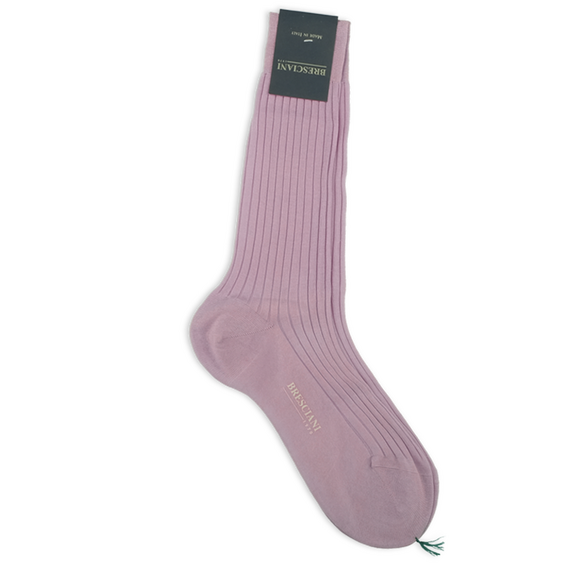 Socken in Rosa mit Rippen von Calzificio M Bresciani