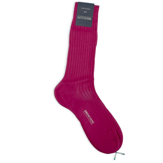 Socken in Violett mit Rippen von Calzificio M Bresciani