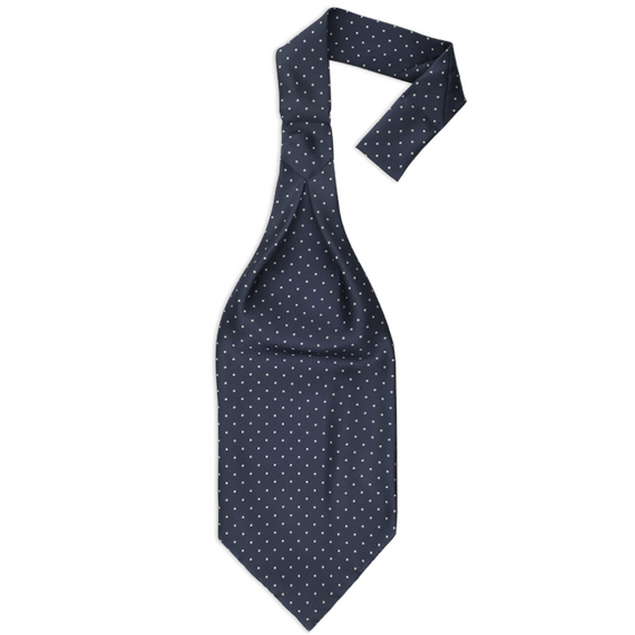 Ascot-Krawatte aus bedruckter Seide mit schwarzen Punkten...