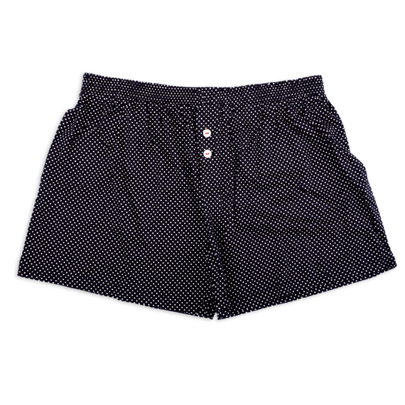 Dunkelblaue Boxershorts mit weien Punkten von Manomama