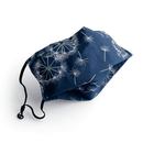 Mund-Nase-Maske aus Baumwolle in Blau mit wei�en...