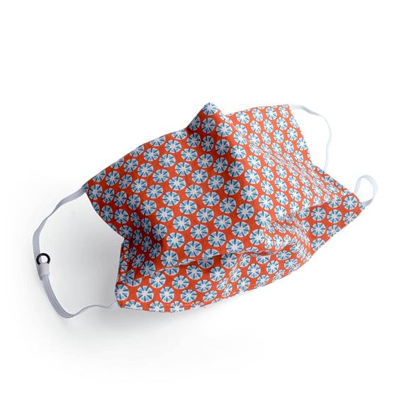 Mundschutz aus Baumwolle in Orange, Blau und Wei� mit...