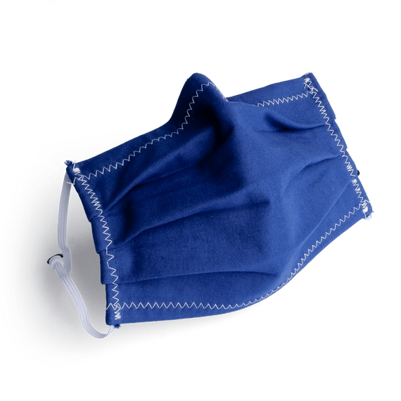 Mundschutz bzw. Mund-Nasen-Maske aus blauer Baumwolle,...