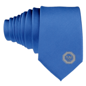 Blaue Krawatte mit Logo für den TÜV Süd